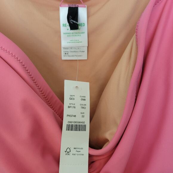 🚨NEW J CREW Pink Ruched Sweetheart One Piece Swimsuit Plus Size 22 Barbie - Picture 8 of 16